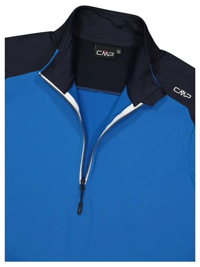 Fleecepullover in Blau/ Schwarz/ Weiß