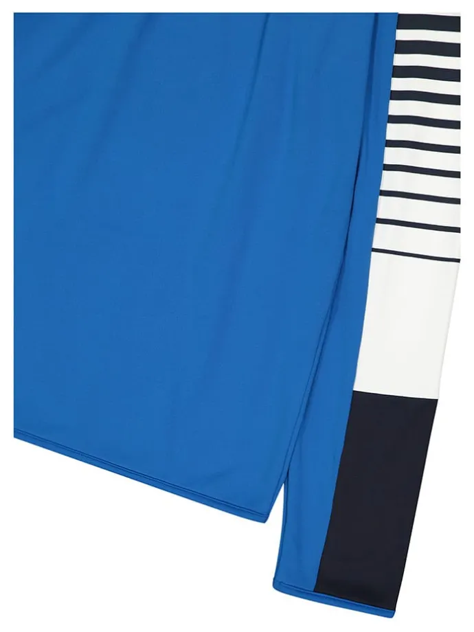 Fleecepullover in Blau/ Schwarz/ Weiß