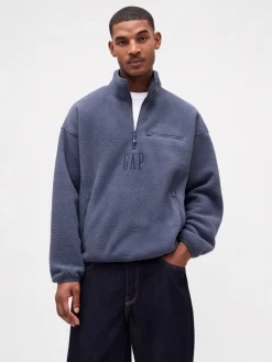 Fleecepullover in Blaugrau