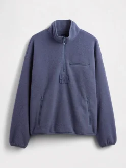 Fleecepullover in Blaugrau