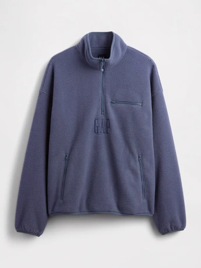 Fleecepullover in Blaugrau