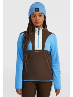 Fleecepullover in Braun/ Blau/ Beige