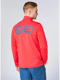 Fleecepullover in Rot/ Blau
