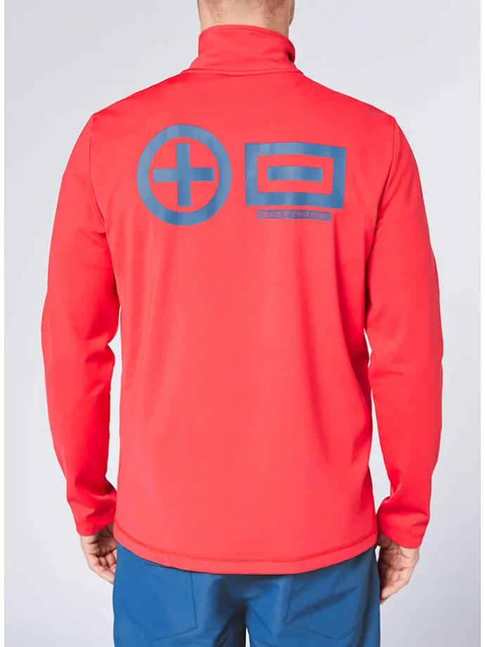 Fleecepullover in Rot/ Blau