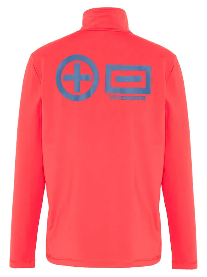 Fleecepullover in Rot/ Blau