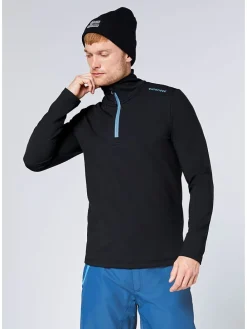Fleecepullover in Schwarz/ Blau