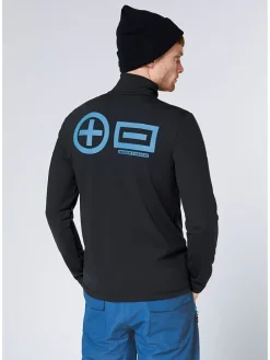 Fleecepullover in Schwarz/ Blau