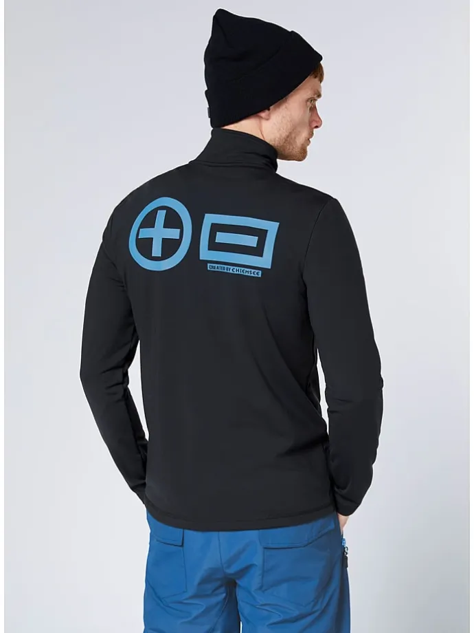 Fleecepullover in Schwarz/ Blau
