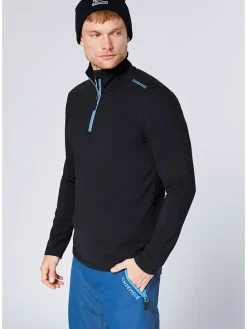 Fleecepullover in Schwarz/ Blau