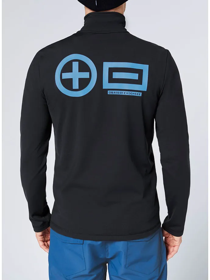 Fleecepullover in Schwarz/ Blau
