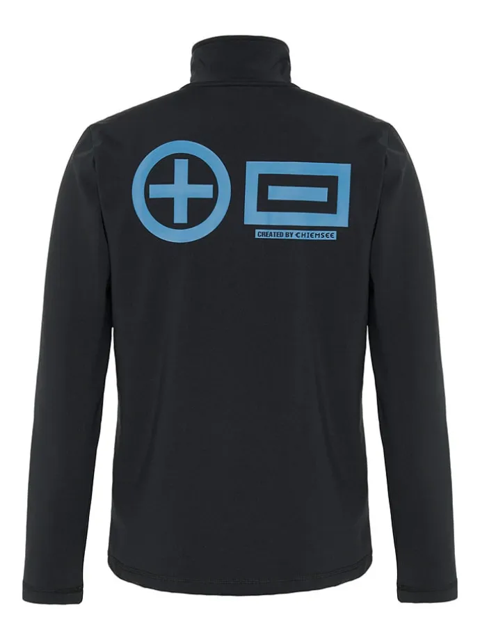 Fleecepullover in Schwarz/ Blau