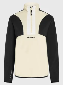 Fleecepullover in Schwarz/ Beige