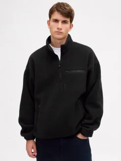 Fleecepullover in Schwarz