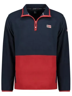 Fleecepullover "Touki" in Dunkelblau/ Rot