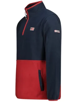 Fleecepullover "Touki" in Dunkelblau/ Rot