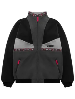 Fleecepullover "Tramantana 91" in Schwarz/ Rot/ Grau