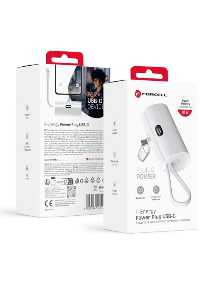 FORCELL Powerbank 5000mAh USB-C PD 20W Weiß