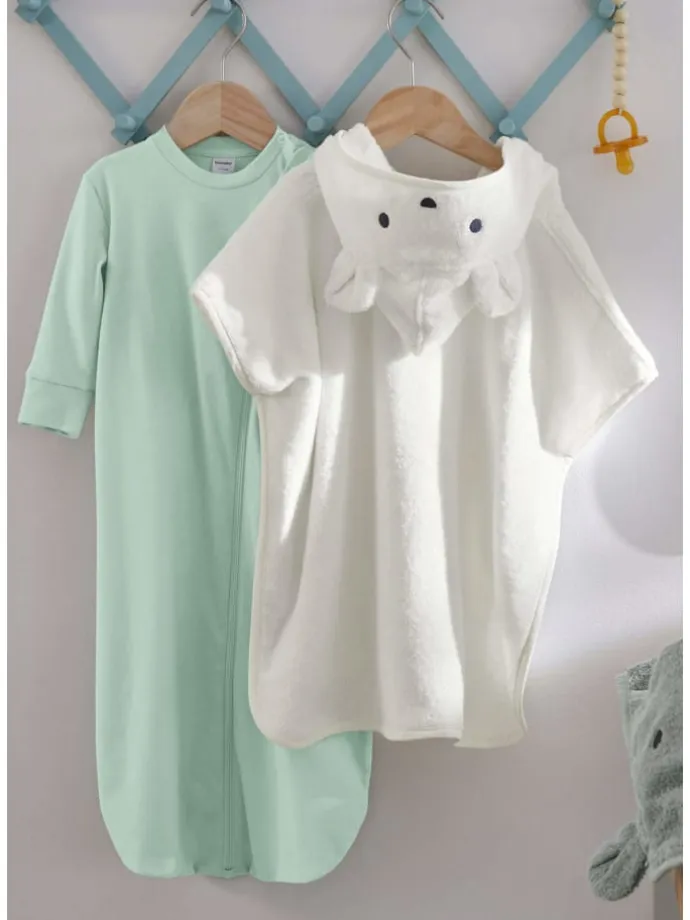 Frottee Poncho in naturweiss