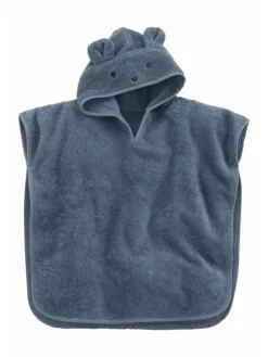 Frottee Poncho in stahlblau