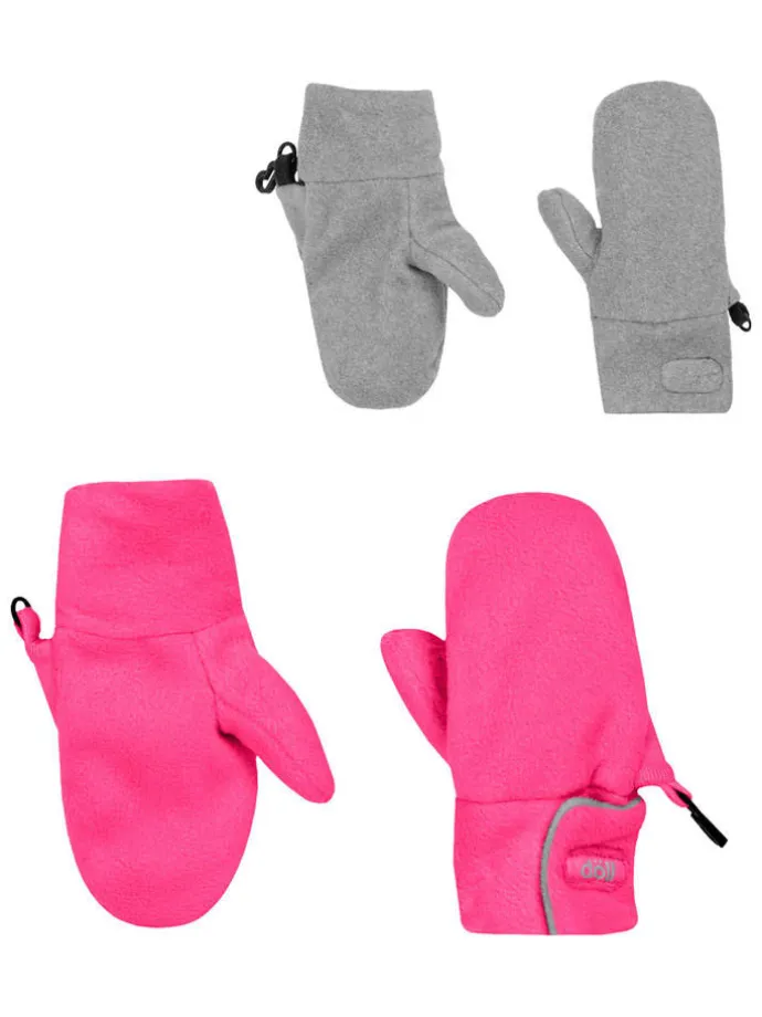 Fäustlinge in Grau/ Pink