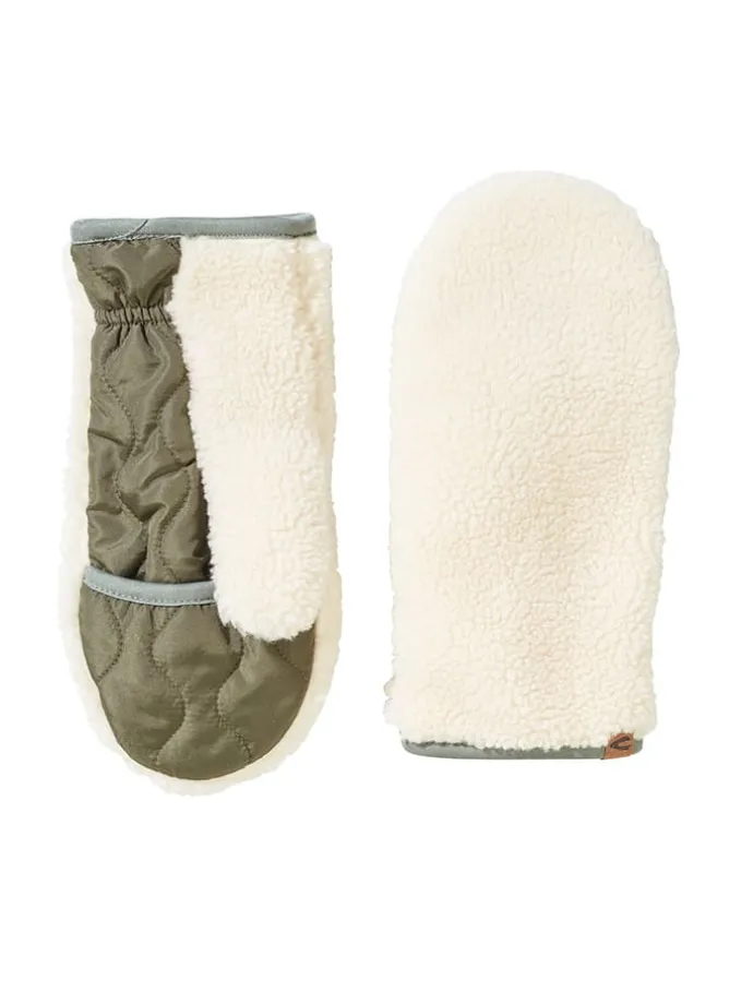Fäustlinge in Khaki/ Creme