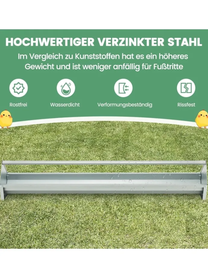 Futtertrog 15 L für 12 Hühner in Silber