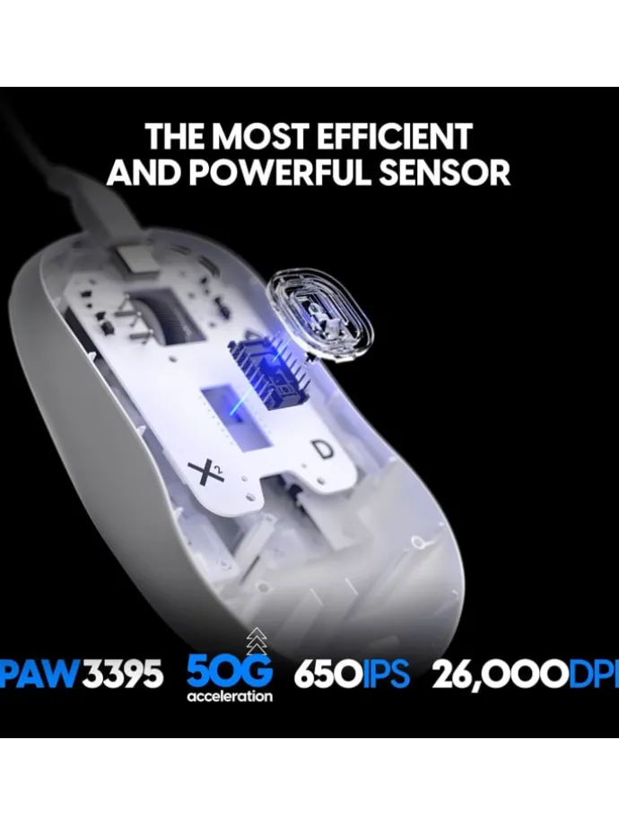 Gaming Gears X2H Gaming-Maus kabelgebunden 26000 DPI PAW3395-Sensor weiß