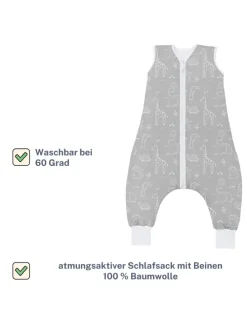Ganzjahres-Schlafsack mit Füßen Exklusiv in Safari Grau