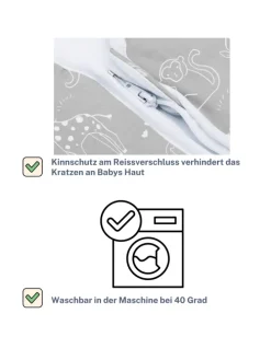 Ganzjahres-Schlafsack mit Füßen Exklusiv in Safari Grau