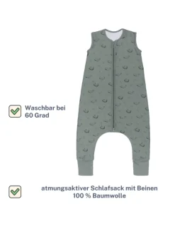 Ganzjahres-Schlafsack mit Füßen Exklusiv in Wal Grün
