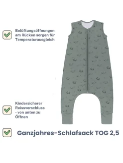 Ganzjahres-Schlafsack mit Füßen Exklusiv in Wal Grün