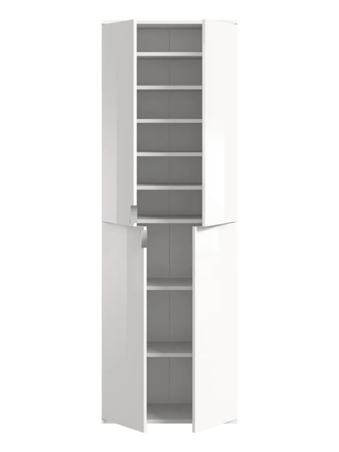 Garderobenkombination (B/H/T: 183x193x34 cm) in weiß und weiß Hochglanz