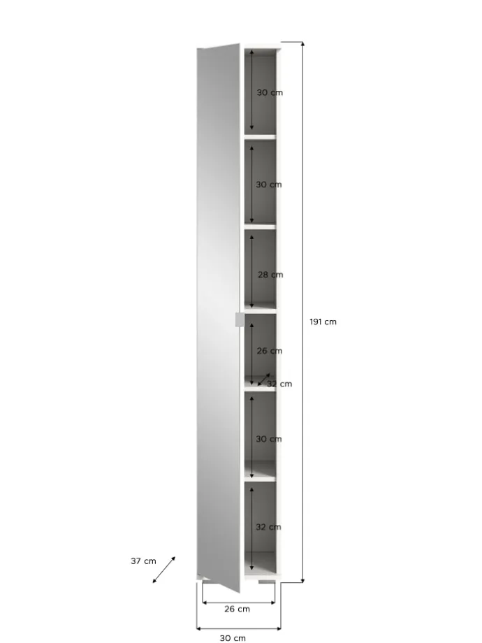 Garderobenkombination (B/H/T: 140x191x37 cm) in weiß und weiß Hochglanz