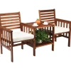Gartenbank 2-Sitzer mit Beistelltisch in Braun