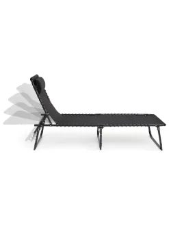 Gartenliege in Schwarz - (L)189 x (B)59 cm