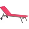 Gartenliege LEVANZO in Rot/Schwarz - (W) 64 x (H) 96 x (L) 198 cm