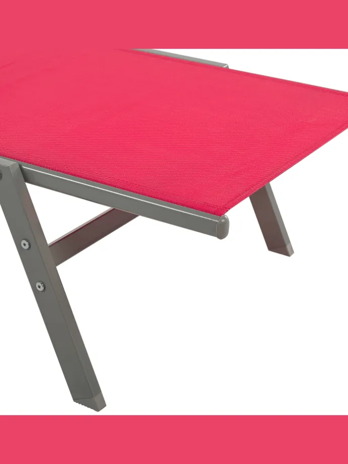 Gartenliege LEVANZO in Rot/Schwarz - (W) 64 x (H) 96 x (L) 198 cm