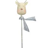 Gartenstab "Elchkopf" in Creme/ Hellblau - (B)27 x (H)87,5 cm