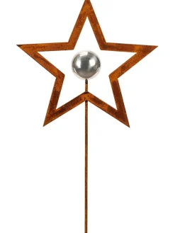 Gartenstab "Stern" in Braun - (H)100 x  Ø 30 cm