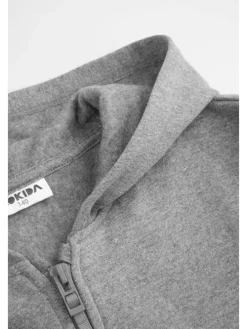 Gefütterte Kapuzenjacke mit Reißverschluss in grau