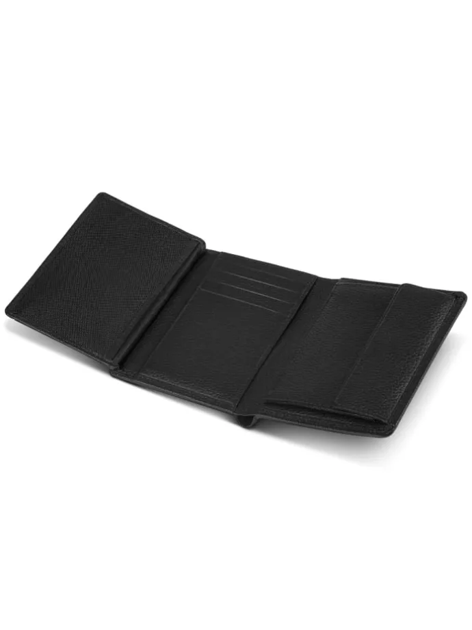 Geldbörse RFID Leder 9,5 cm ausklappbar in black