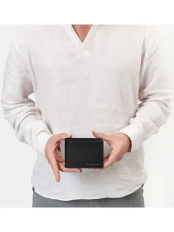 Geldbörse RFID Schutz Leder 10.5 cm in black