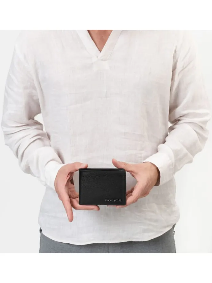Geldbörse RFID Schutz Leder 10.5 cm in black