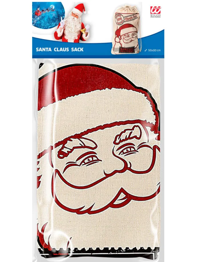 Geschenkesack "Santa Claus" in Beige/ Rot - (B)50 x (H)80 cm
