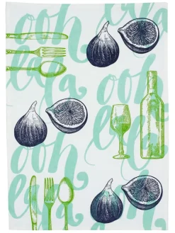 Geschirrtuch "Ooh Lala" in Mint/ Grün/ Dunkelblau - (L)70 x (B)50 cm