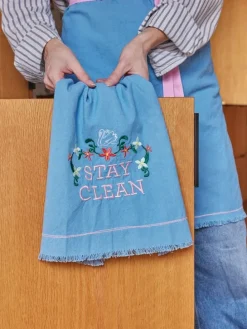Geschirrtuch "Stay Clean" in Blau - (L)70 x (B)50 cm