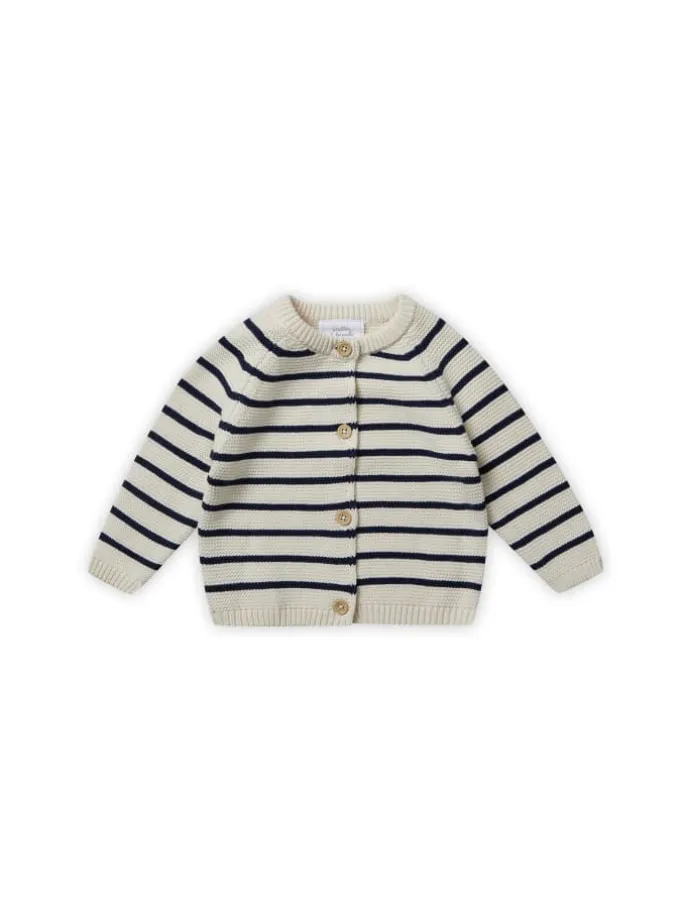 Gestreifte Strickjacke in weiß