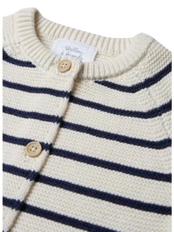Gestreifte Strickjacke in weiß