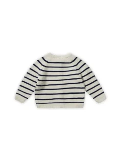 Gestreifte Strickjacke in weiß