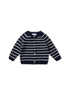 Gestreifte Strickjacke in blau